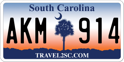 SC license plate AKM914