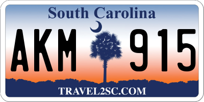SC license plate AKM915