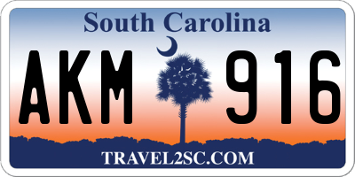 SC license plate AKM916