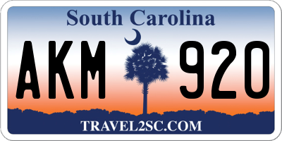 SC license plate AKM920