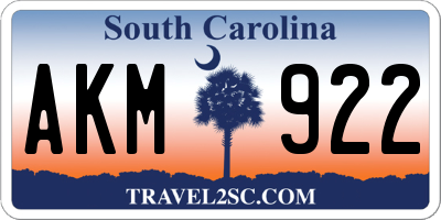 SC license plate AKM922