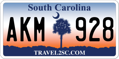 SC license plate AKM928