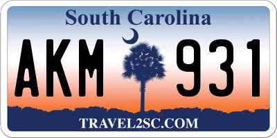 SC license plate AKM931