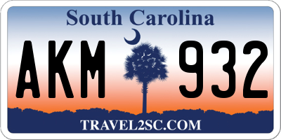 SC license plate AKM932