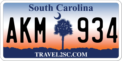 SC license plate AKM934