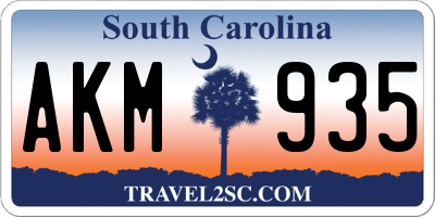 SC license plate AKM935