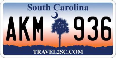 SC license plate AKM936