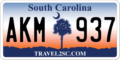 SC license plate AKM937