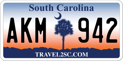 SC license plate AKM942