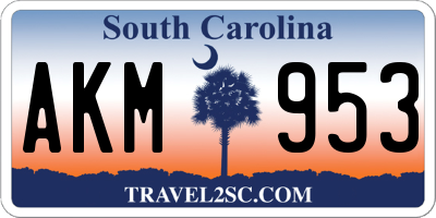 SC license plate AKM953