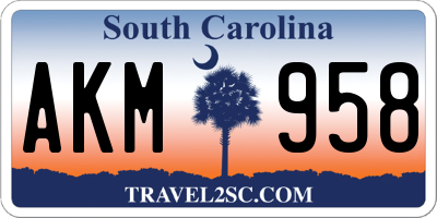SC license plate AKM958