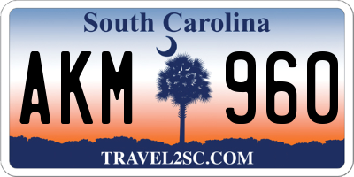 SC license plate AKM960