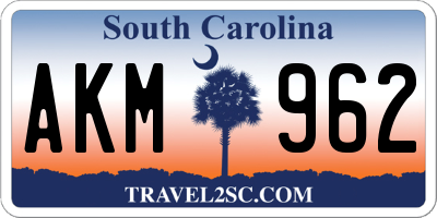 SC license plate AKM962