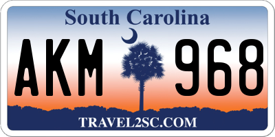 SC license plate AKM968