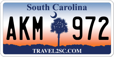SC license plate AKM972