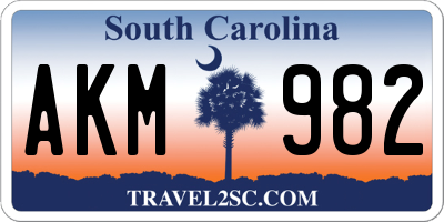SC license plate AKM982