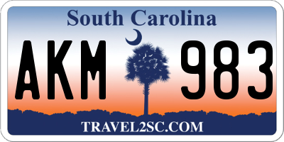 SC license plate AKM983