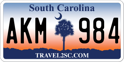 SC license plate AKM984