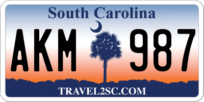 SC license plate AKM987