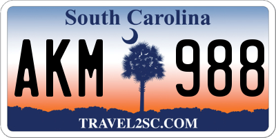 SC license plate AKM988