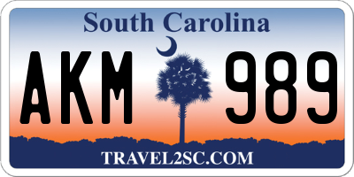 SC license plate AKM989