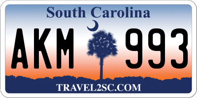 SC license plate AKM993