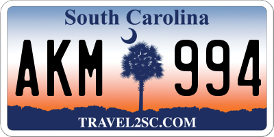 SC license plate AKM994