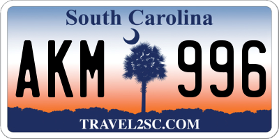 SC license plate AKM996