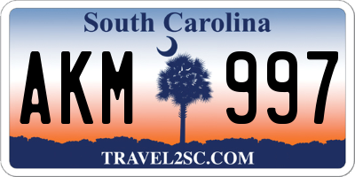 SC license plate AKM997