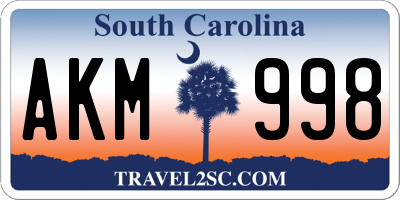 SC license plate AKM998