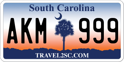 SC license plate AKM999