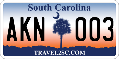 SC license plate AKN003