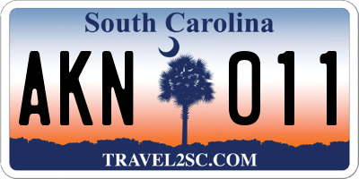 SC license plate AKN011