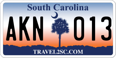 SC license plate AKN013