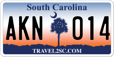 SC license plate AKN014