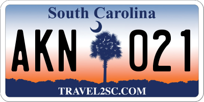 SC license plate AKN021