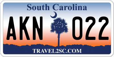 SC license plate AKN022