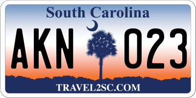SC license plate AKN023