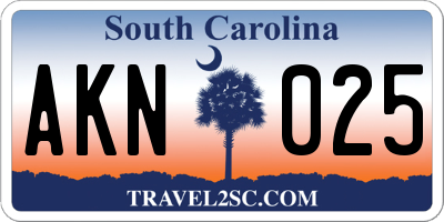 SC license plate AKN025