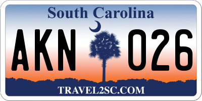 SC license plate AKN026