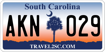 SC license plate AKN029