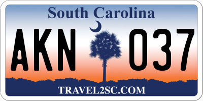 SC license plate AKN037