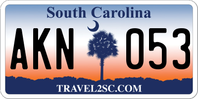 SC license plate AKN053