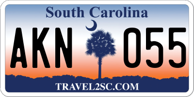 SC license plate AKN055