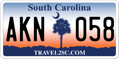 SC license plate AKN058