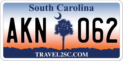 SC license plate AKN062