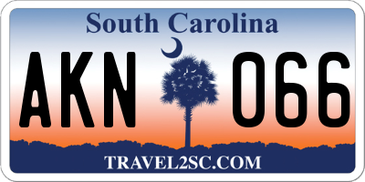 SC license plate AKN066