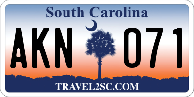 SC license plate AKN071