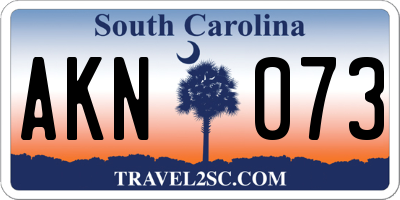 SC license plate AKN073