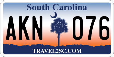 SC license plate AKN076